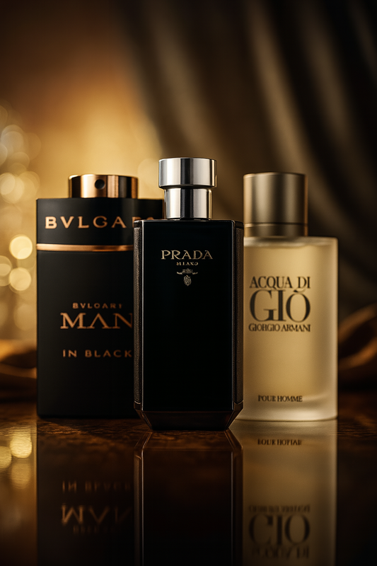 SADA 3 PARFÉMŮ BVLGARI IN BLACK, GIORGIO ARMANI ACQUA DI GIO, L'HOMME PRADA INTENSE 100ML